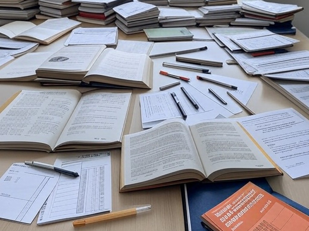 Mesa com livros de primeiros socorros e editais de concursos públicos, representando sobrecarga de candidatos no DF.