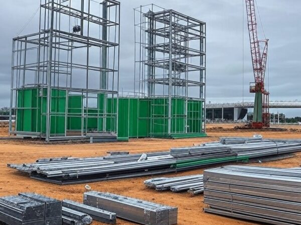 Instalação de hidrogênio de baixa emissão em construção atrasada no Distrito Federal, Brasil, com tom de ineficácia.