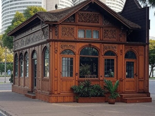 Fachada de pub britânico em Brasília, fusão cultural gerando debate sobre autenticidade.