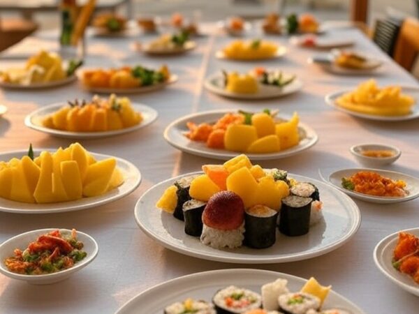 Mesa com pratos inovadores do cardápio de verão 2026 do Gurumê, fusion japonês-brasileiro no Rio de Janeiro.