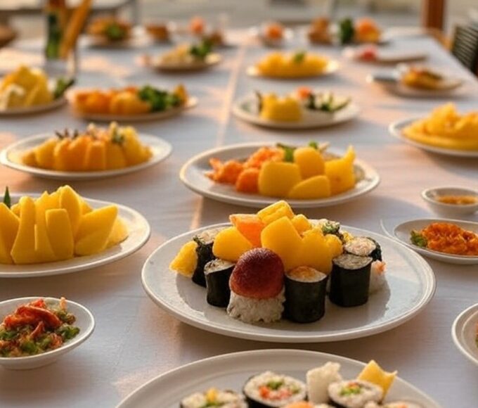 Mesa com pratos inovadores do cardápio de verão 2026 do Gurumê, fusion japonês-brasileiro no Rio de Janeiro.