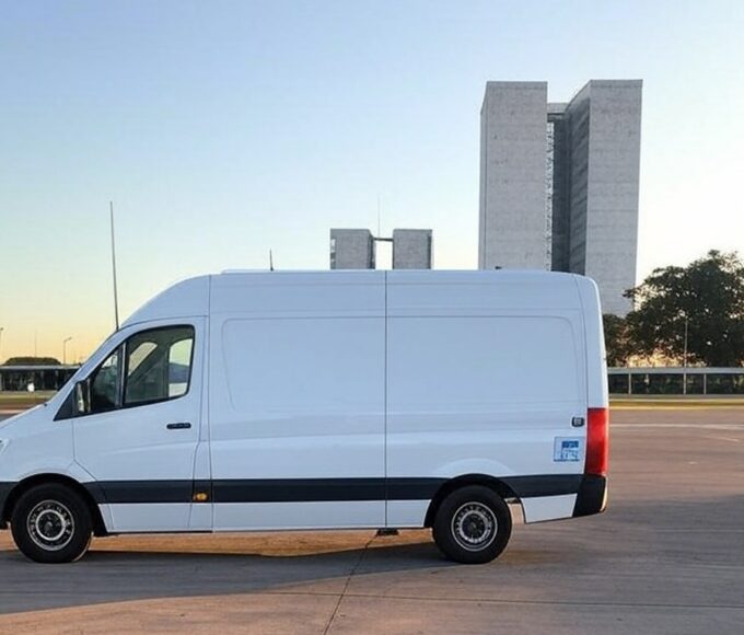 Unidade móvel de saúde em rua de Brasília, Distrito Federal, destacando estratégia central de saúde pública com críticas à efetividade.