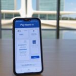 Tela de computador com alertas de golpes online para pagamentos de contas da Caesb no DF, com fundo de Brasília.