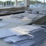 Edifício da Caesb em Brasília com relógios de horários ampliados e tubulações expostas, destacando ineficiência no atendimento.