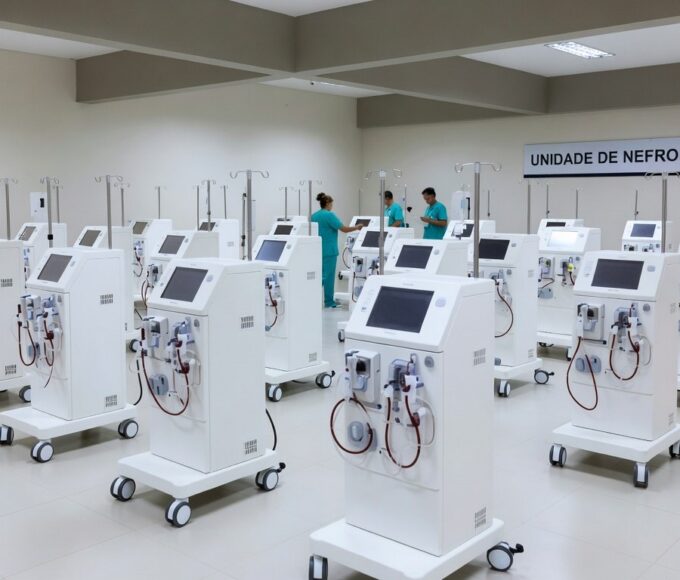 Sala de nefrologia com novas máquinas de hemodiálise no Hospital de Taguatinga.