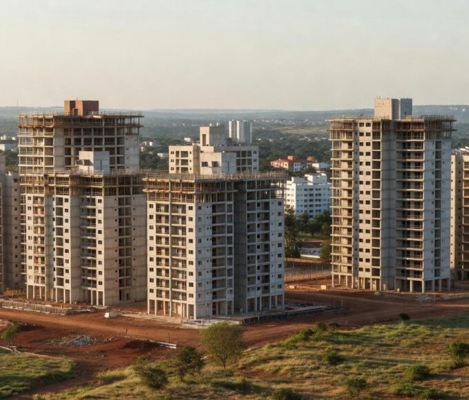Empreendimento imobiliário Reserva do Parque em Brasília, com 7 mil apartamentos e investimento de R$ 1 bi, vista de prédios em construção.