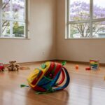 Mochila infantil com gravador escondido em sala de creche vazia no DF, representando flagrante de maus-tratos.