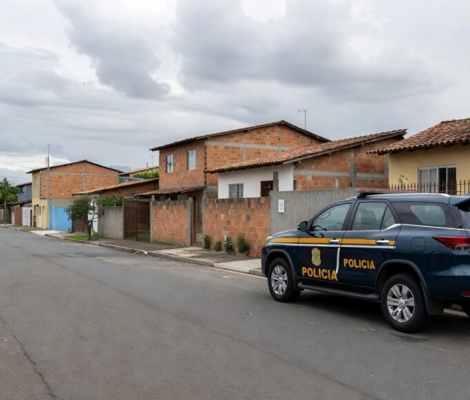 Viatura da Polícia Federal em rua de Samambaia, DF, ilustrando denúncia por homofobia e constrangimento.
