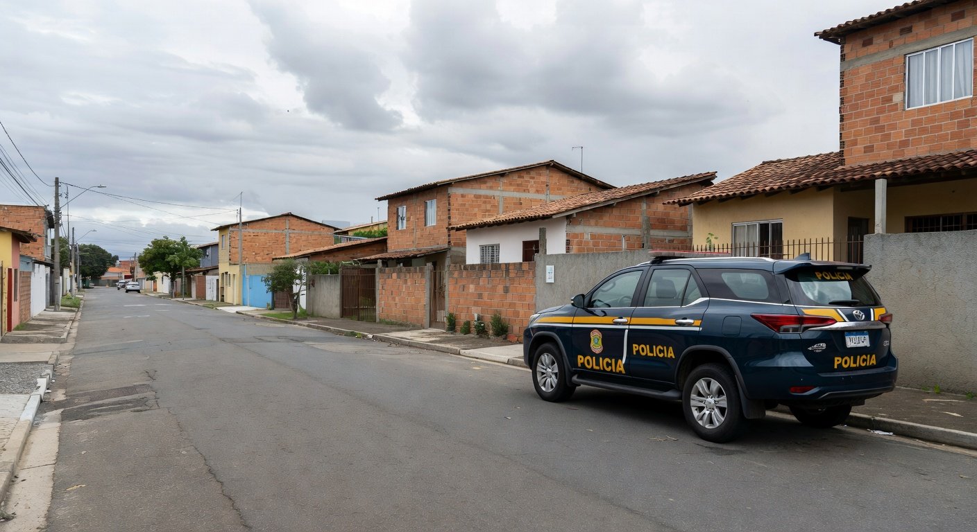 Viatura da Polícia Federal em rua de Samambaia, DF, ilustrando denúncia por homofobia e constrangimento.
