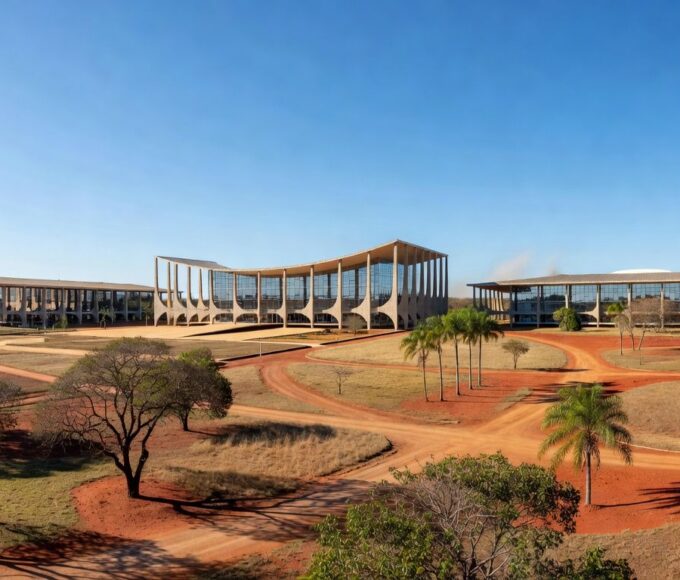 Campus universitário moderno em Brasília, representando crescimento de matrículas na UnDF.