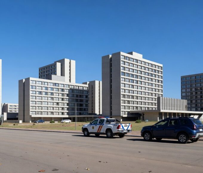 Setores hoteleiros em Brasília com viatura da Polícia Militar, representando ampliação da Área de Segurança Especial.