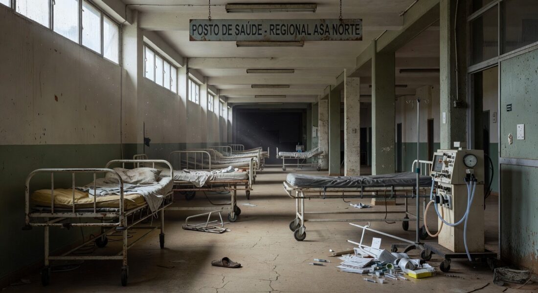 Hospital público em Brasília com sinais de negligência no sistema de saúde para doenças raras.