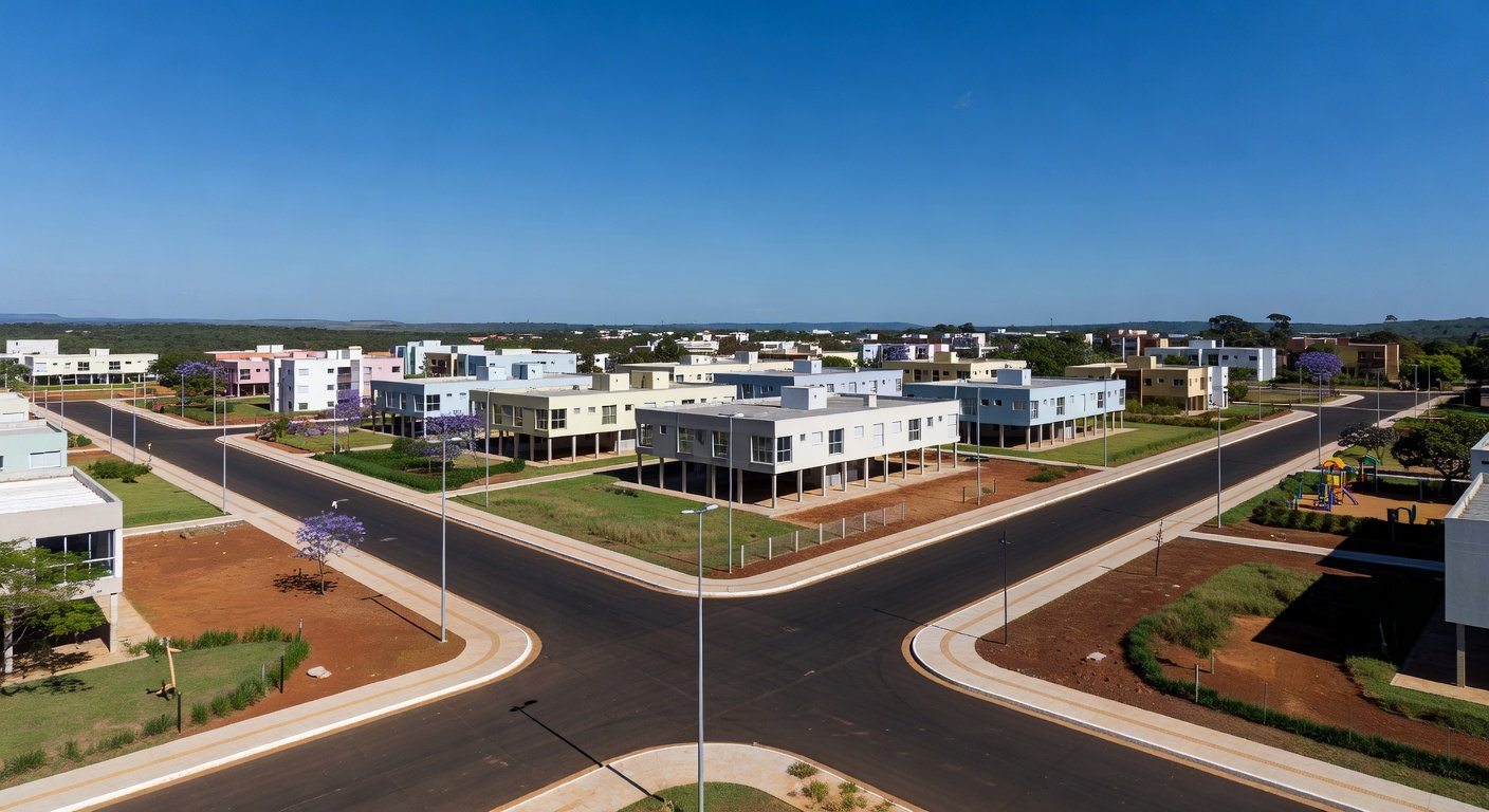 Vista de Riacho Fundo II no DF transformado em polo autossuficiente com investimentos de R$ 96 milhões do GDF.
