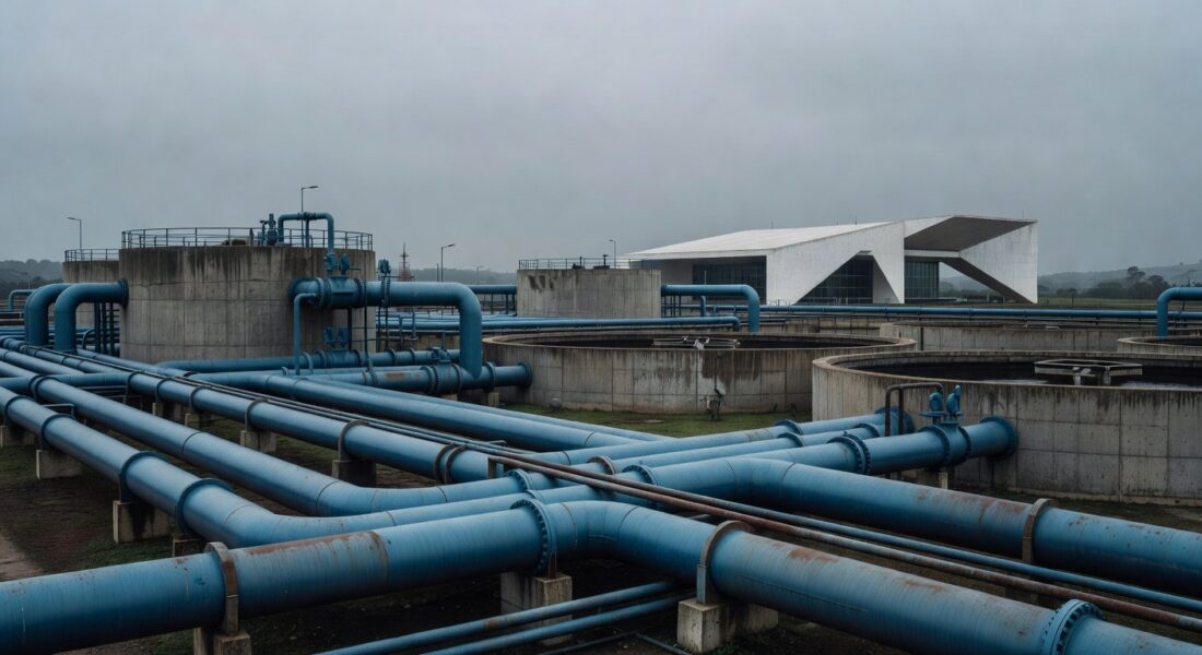 Sede da Caesb em Brasília com bandeiras a meio mastro, em luto pelo falecimento de Marcelo Reis.