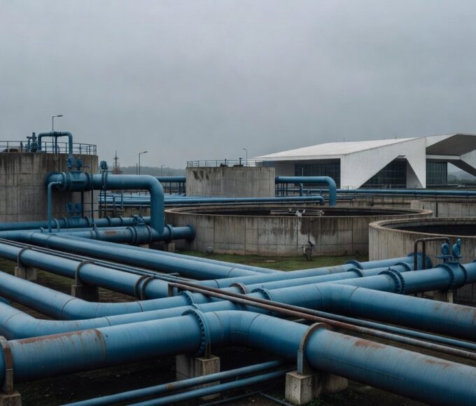 Sede da Caesb em Brasília com bandeiras a meio mastro, em luto pelo falecimento de Marcelo Reis.