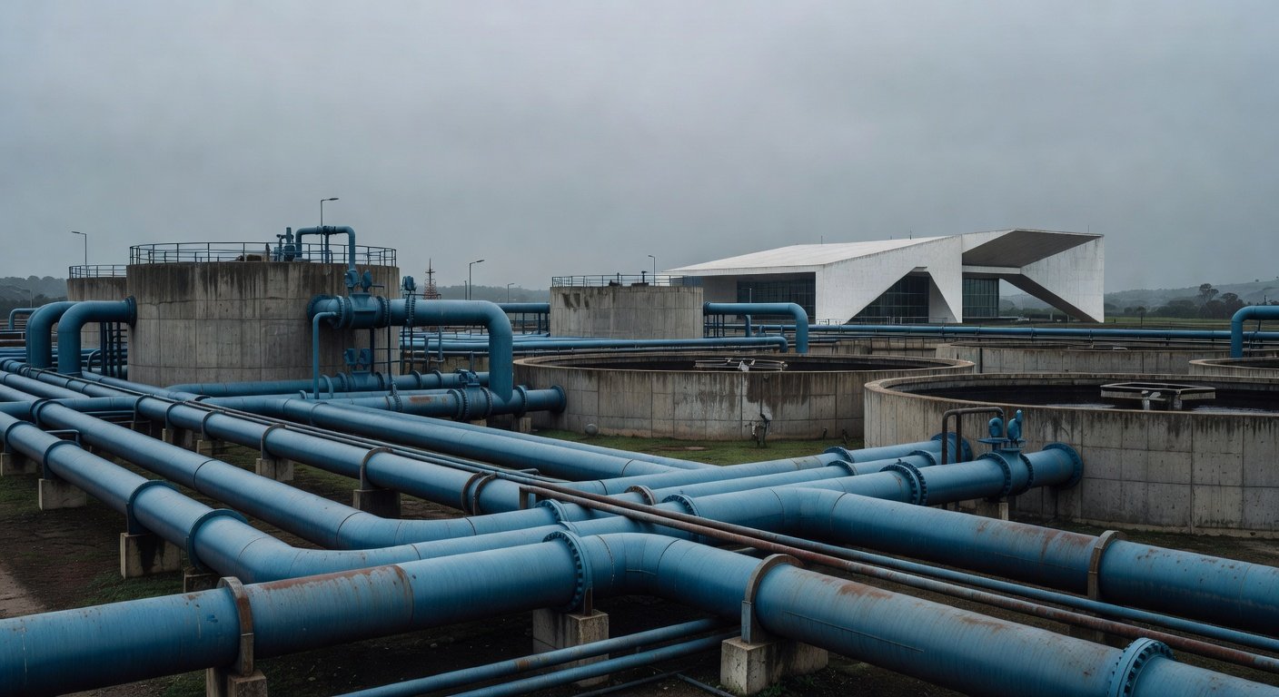 Sede da Caesb em Brasília com bandeiras a meio mastro, em luto pelo falecimento de Marcelo Reis.