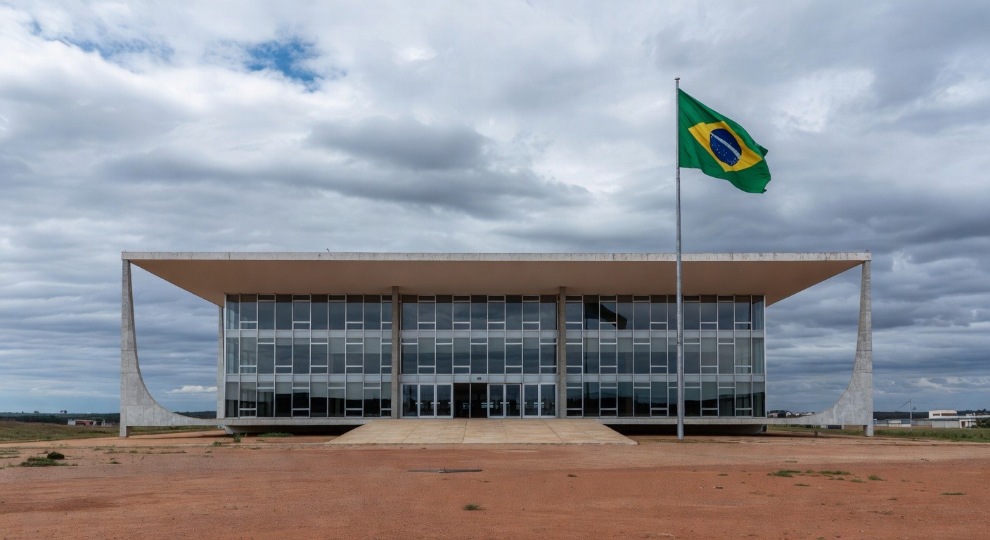 Prédio do tribunal em Planaltina durante julgamento de chacina no Centro-Oeste.