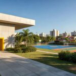 Ginásio esportivo de Samambaia após reforma de R$ 1,2 milhão, fachada moderna em ambiente urbano do Distrito Federal.