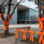 Fita laranja da campanha Maio Laranja do MPDFT em praça de Brasília