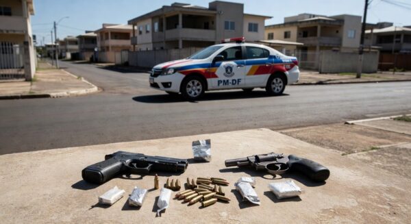 Apreensão de armas, munições e drogas pela PM-DF em Samambaia e Itapoã