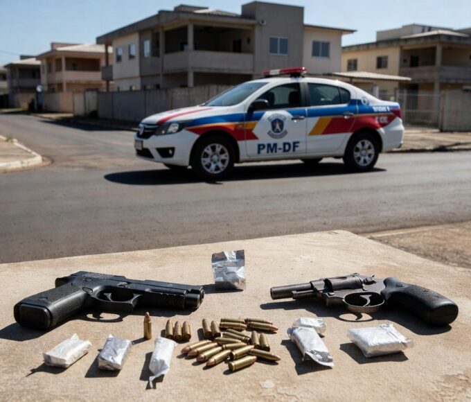 Apreensão de armas, munições e drogas pela PM-DF em Samambaia e Itapoã
