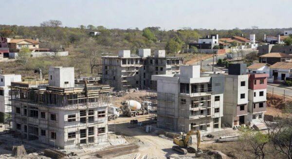 Obras de construção no Residencial Joaquim Roriz em Samambaia, Brasília