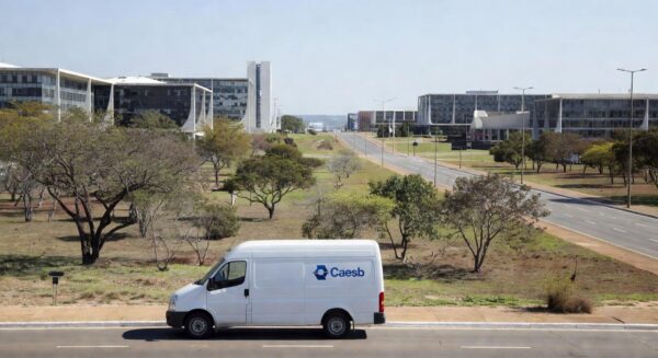 Van de atendimento itinerante da Caesb em região do Distrito Federal