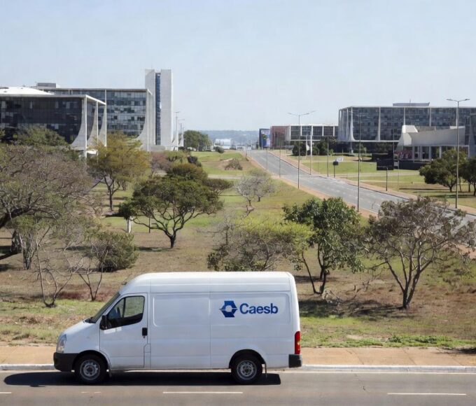 Van de atendimento itinerante da Caesb em região do Distrito Federal