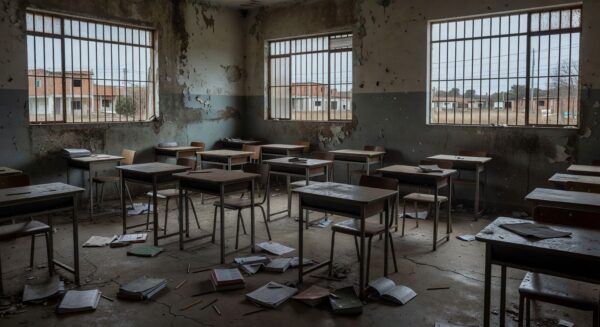 Sala de aula vazia em escola pública do DF evidenciando fracasso na educação EJA