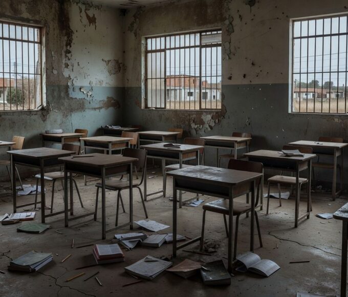 Sala de aula vazia em escola pública do DF evidenciando fracasso na educação EJA