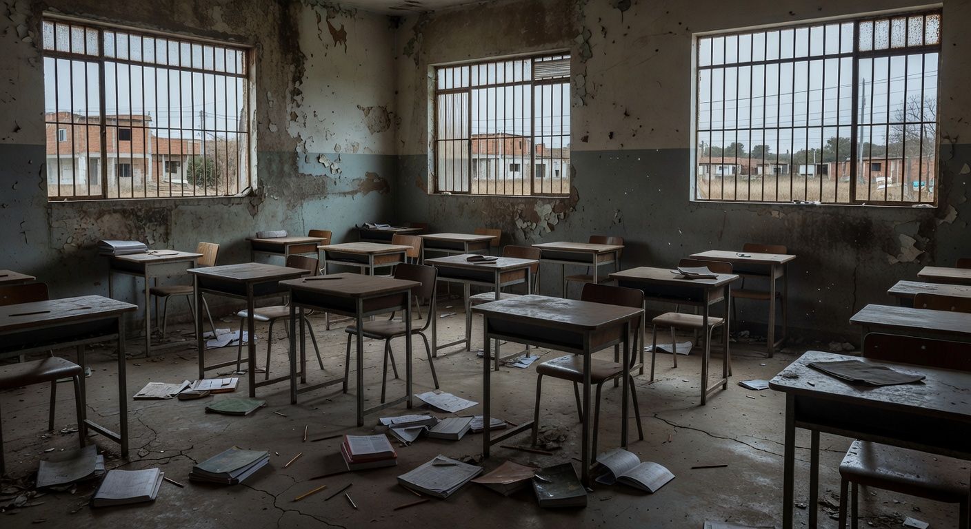 Sala de aula vazia em escola pública do DF evidenciando fracasso na educação EJA
