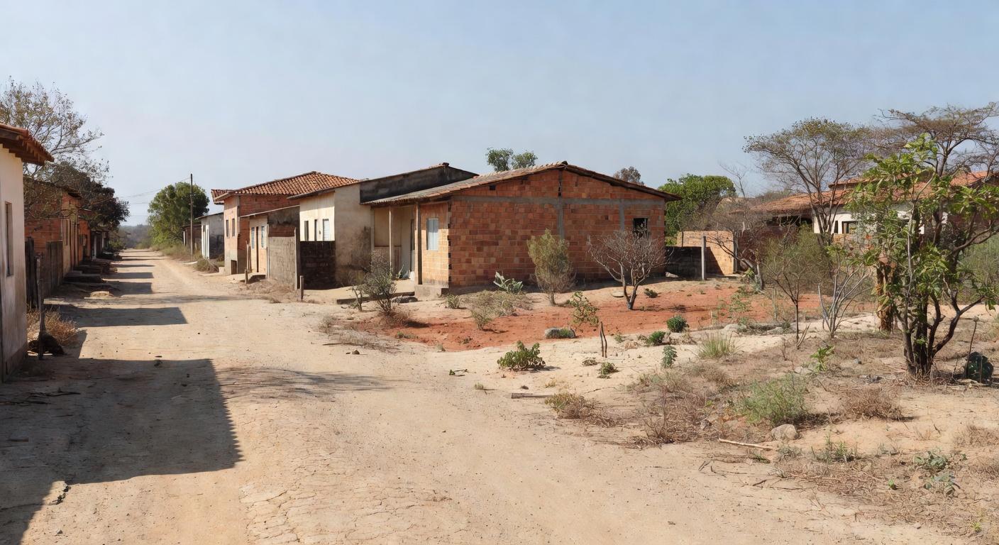 Bairro residencial em Vicente Pires com casas modestas e ruas de terra, relacionado a edital da Terracap
