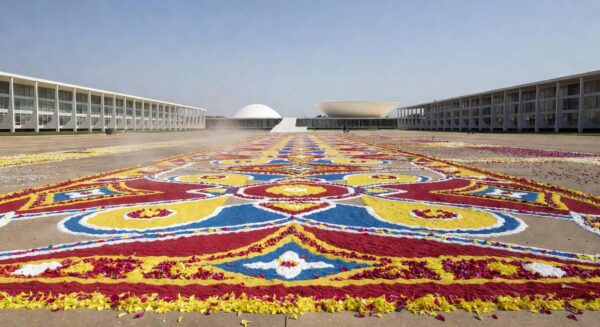 1 de 1 montagem-do-tradicional-tapete-de-corpus-christi-na-esplanada-dos-ministerios-em-brasilia-metropoles-8 - Foto: HUGO BARRETO / METRÓPOLES @hugobarretophoto