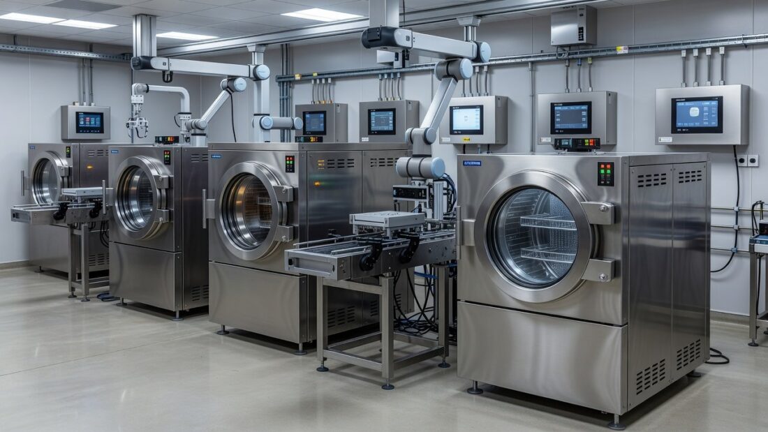 Autoclaves automatizadas em sala de esterilização do Hospital Regional de Santa Maria