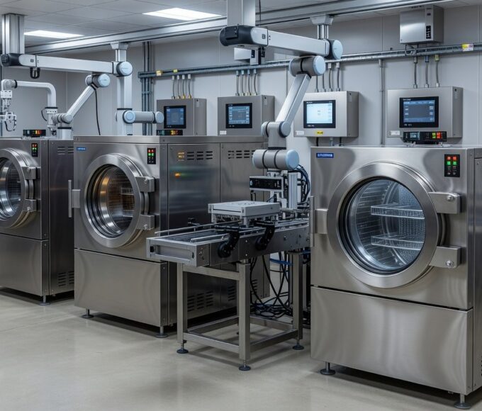 Autoclaves automatizadas em sala de esterilização do Hospital Regional de Santa Maria