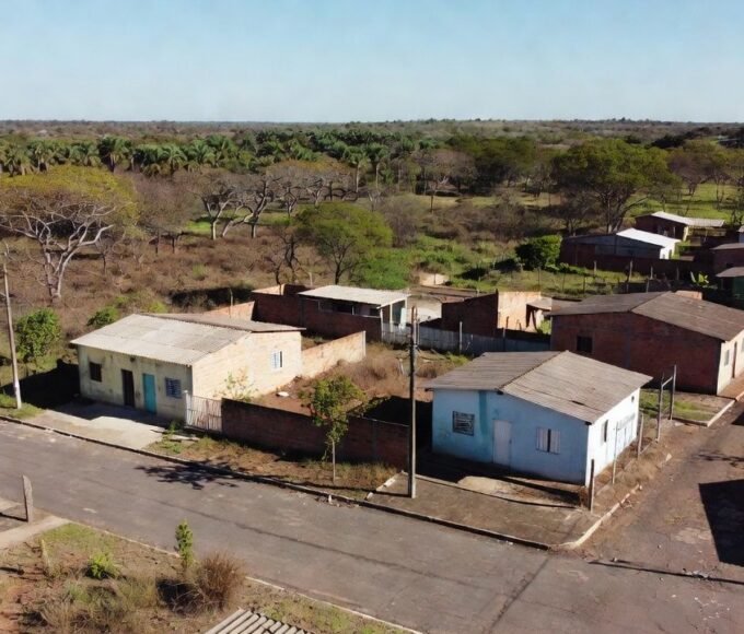 Bairro de Ceilândia com casas modestas representando vulnerabilidade social