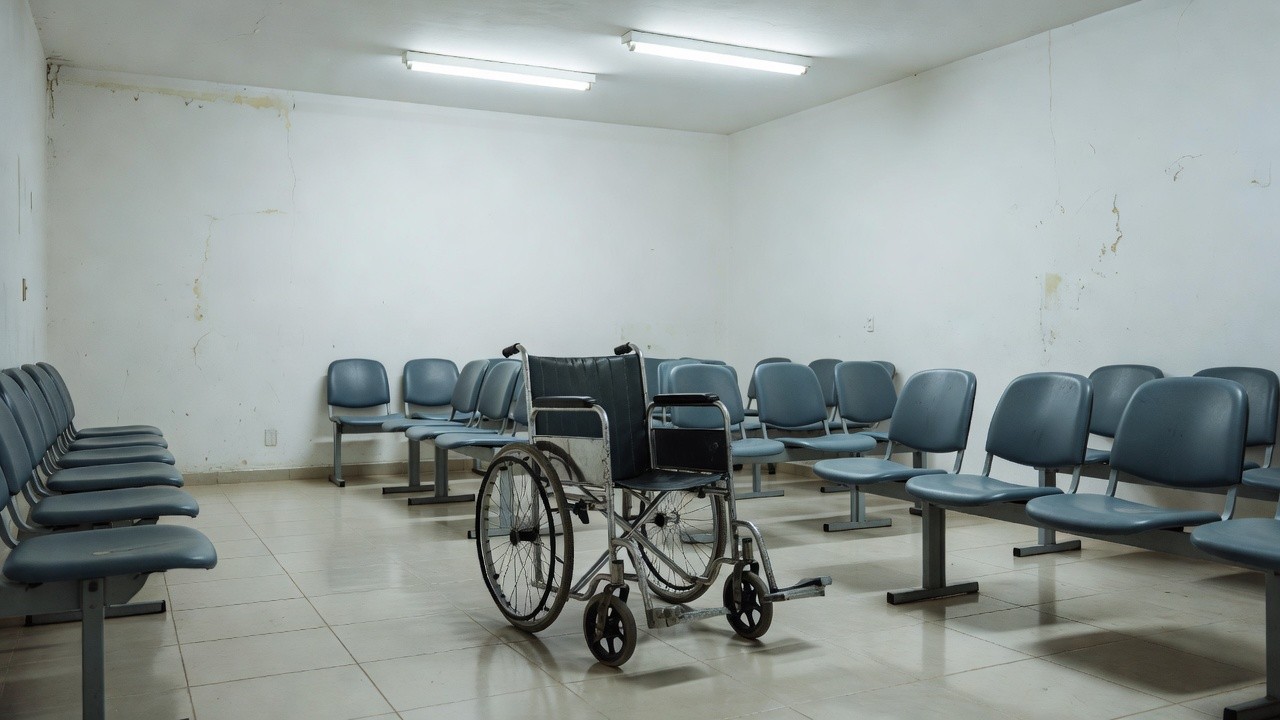 Sala de espera vazia na UPA do Recanto das Emas em Brasília