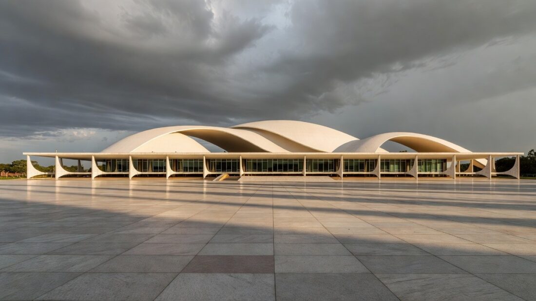 Congresso Nacional em Brasília sob céu nublado, símbolo de cidadania honorária