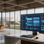 Tela de computador com interface de IA Iná da Caesb para atendimento no DF