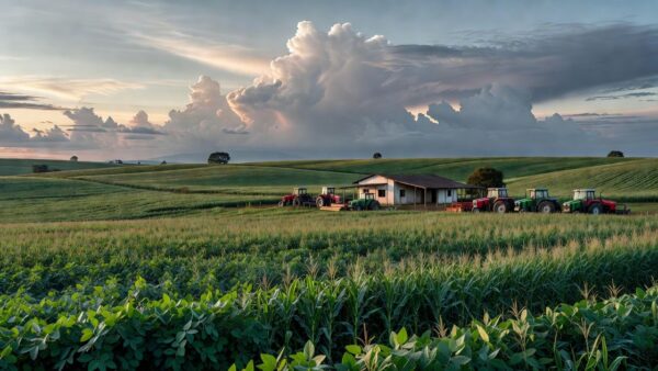 Paisagem rural brasileira com campos abandonados simbolizando campanha ineficaz de incentivo ao setor rural