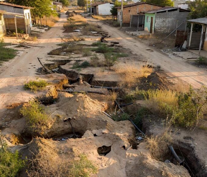 Infraestrutura de saneamento precária em São Sebastião, DF, após décadas de negligência