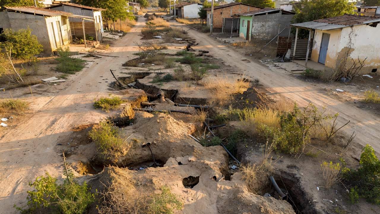 Infraestrutura de saneamento precária em São Sebastião, DF, após décadas de negligência