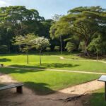 Parque educador com trilhas e vegetação nativa no Brasil