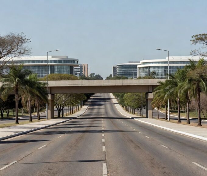 Faixa elevada em frente a escola no Distrito Federal para segurança viária