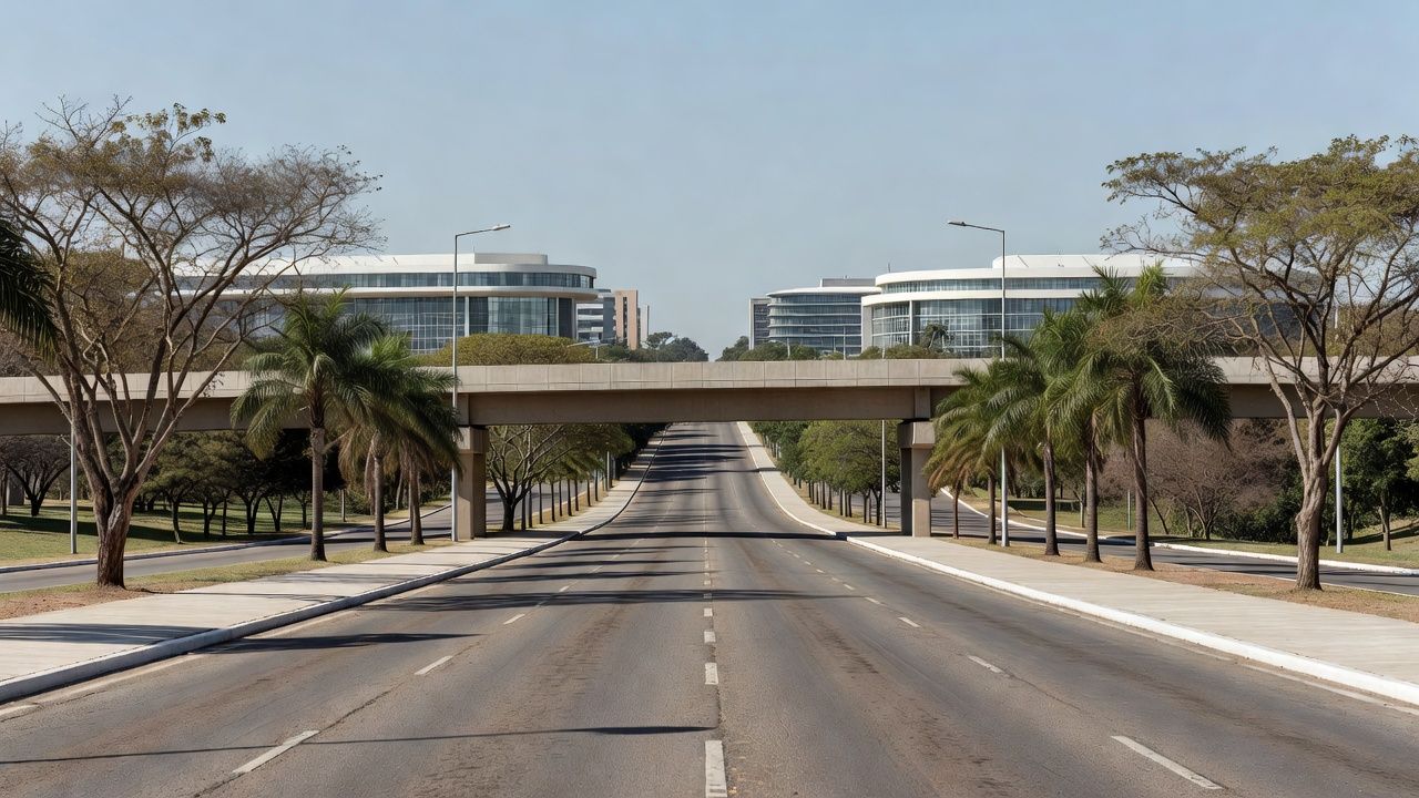Faixa elevada em frente a escola no Distrito Federal para segurança viária