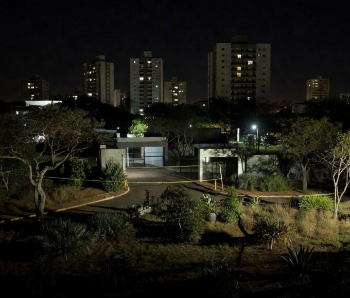 Condomínio no DF isolado por fita policial após casal encontrado morto a tiros