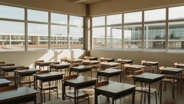 Escola pública no DF representando lei que impede cortes salariais de professores remanejados