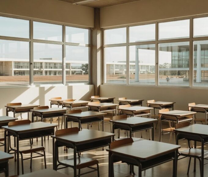 Escola pública no DF representando lei que impede cortes salariais de professores remanejados