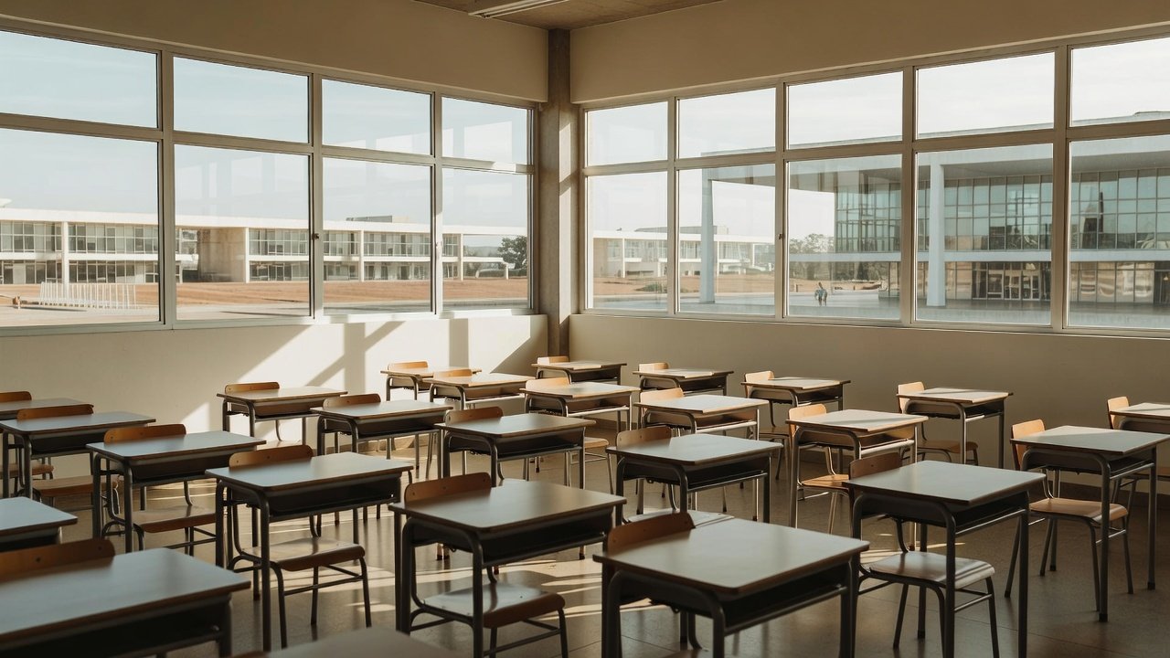 Escola pública no DF representando lei que impede cortes salariais de professores remanejados