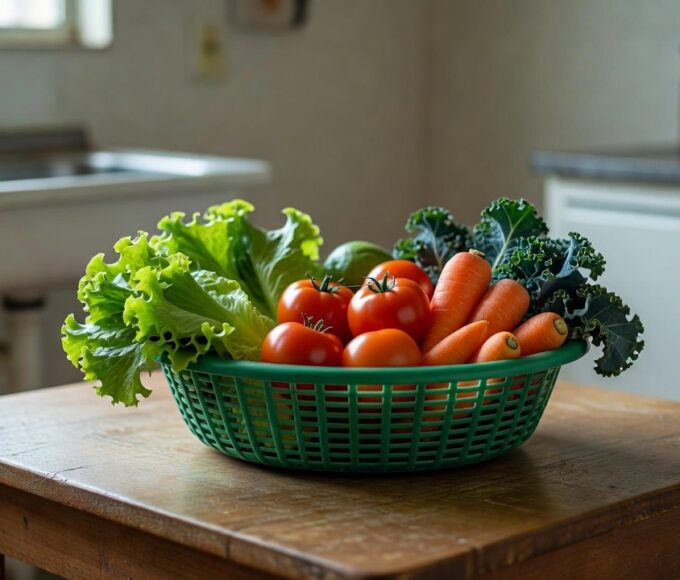 Cestas verdes com alimentos frescos do programa Cartão Prato Cheio no DF